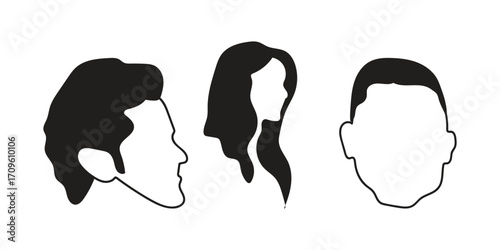 human face icon set line art