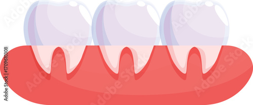 Healthy teeth growing from gums, symbolizing good dental hygiene and oral health