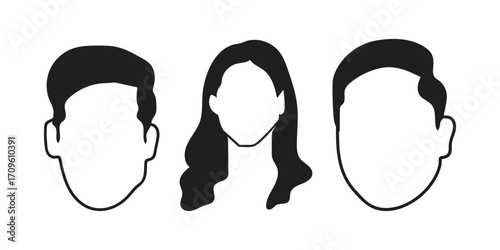 human face icon set line art