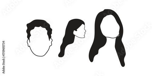 human face icon set line art