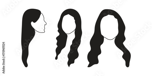 human face icon set line art