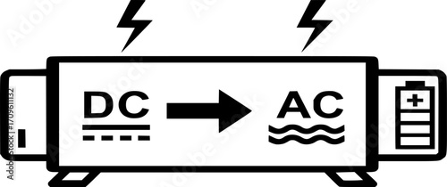 Power Inverter, Electrical Converter Vector Icon, Energy Control, Battery Charger System, power supply illustration