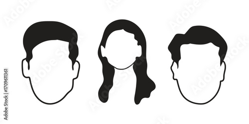 human face icon set line art