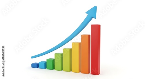 Colorful Bar Graph Showing Upward Trend with Blue Arrow. Free Download Colorful Bar Graph Showing Upward Trend with Blue Arrow. - GFXLoad