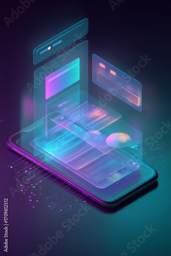 Futuristic Smartphone Interface Design Featuring Dynamic Digital Effects and Innovations