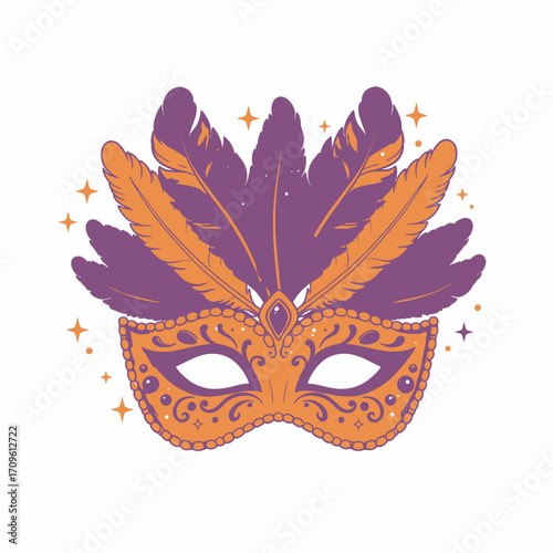 Colorful Masquerade Mask Illustration – Halloween Carnival Costume Party Accessory Design