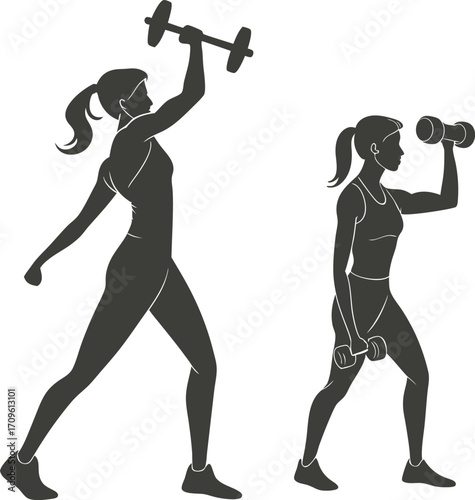 Gym Fitness Women Vector illustration Silhouette. silhouette of a woman exercising