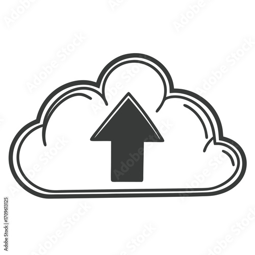 Cloud Upload Icon Hand Drawn Style download data