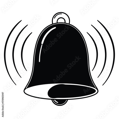 Black Bell with Sound Waves Illustration ringing notification