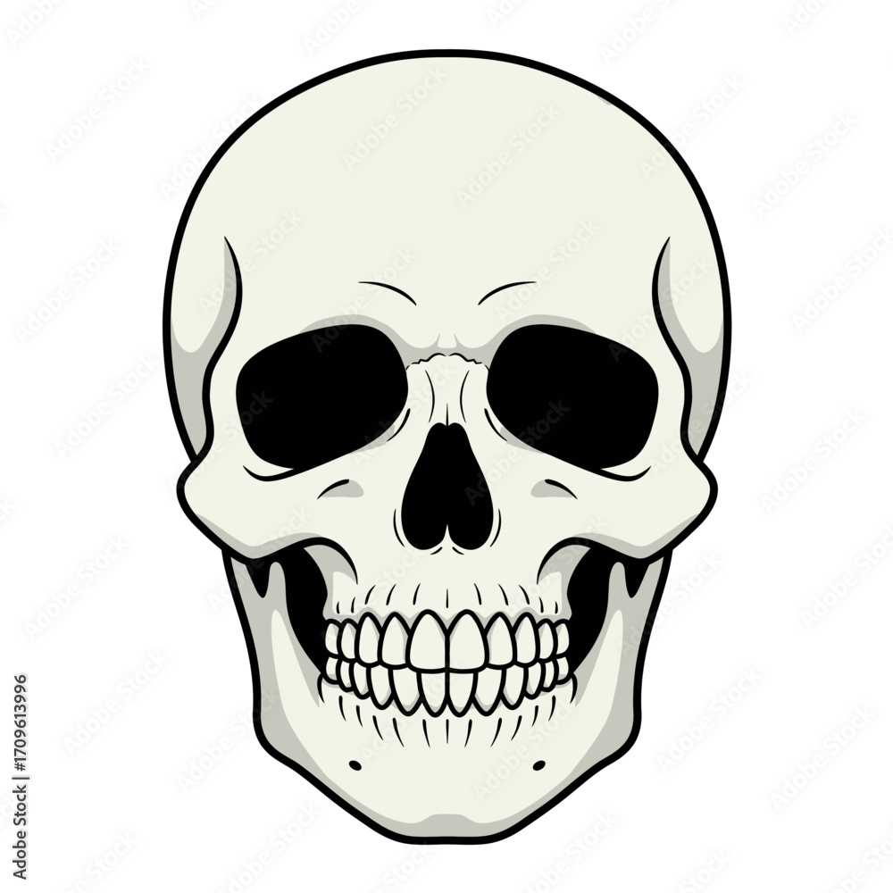 Fototapeta premium Spooky Halloween Skull Illustration Isolated on White Background for Creepy Holiday Design