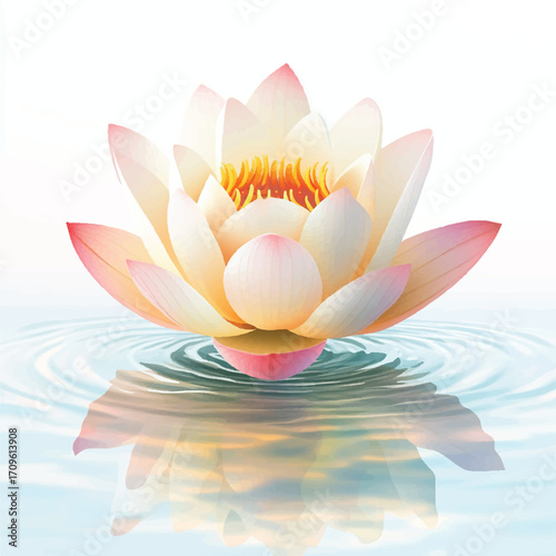 Beautiful White Lotus Flower in Water