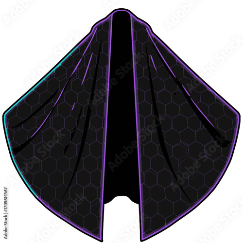 Black witch cloak with pointed hood for spooky Halloween costume, cosplay, and dark fantasy design ideas