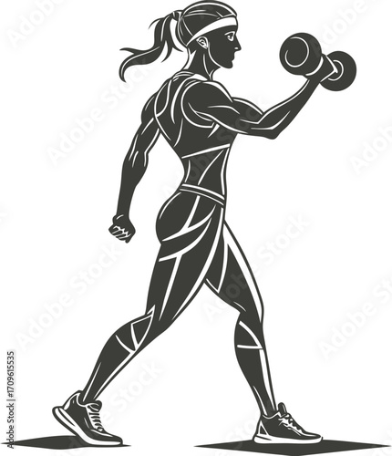 Muscular Women Vector illustration Silhouette