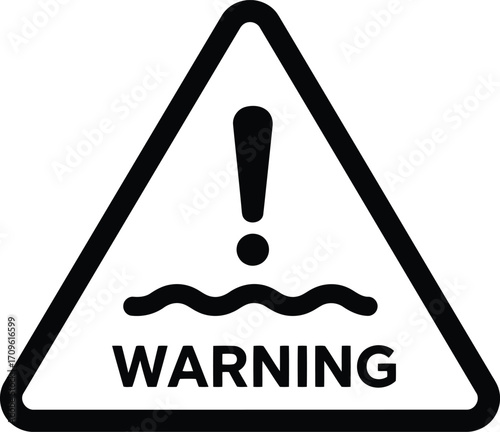 High water warning sign danger flooding alert symbol safety information vector