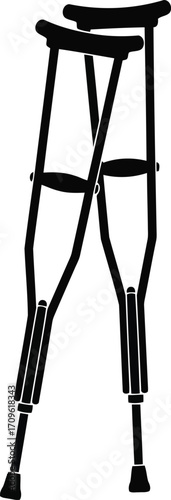 Medical crutches for mobility support and rehabilitation vector
