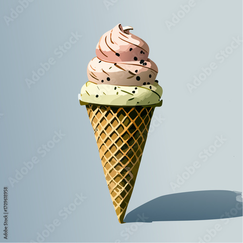 Delicious Double Scoop Ice Cream Cone A Sweet Summer Treat