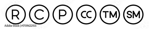 Vector isolated Copyright trademark symbol set in black outline