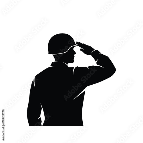 Silhouette of a soldier saluting reverently illustrating patriotism and military service silhouette