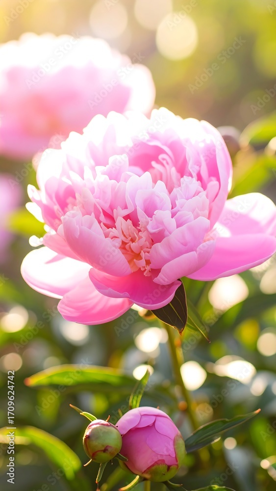 Obraz premium Pink peonies in sunlight