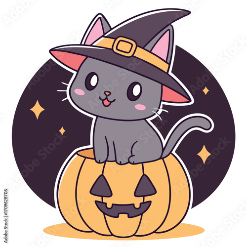 this is a cute  stylized illustration of a black c.eps