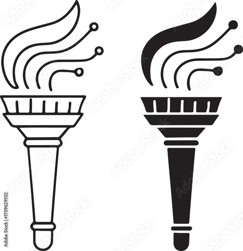 Torch Flame Technology Icon Digital Innovation Symbol