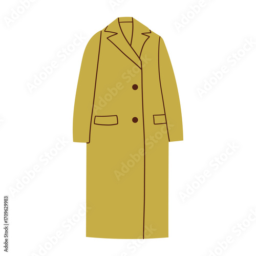 Female coat fashion . Women's coat clothes collection. Fashion hand drawn doodle illustration . Winter outfit down hooded coat, wool coats, vector illustration isolated on white background.