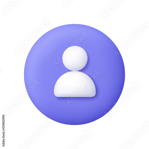 User profile sign on circle button. User profile, contact. Social media, communication, online identity, account management and user interface concept. 3d vector icon. Cartoon minimal style.