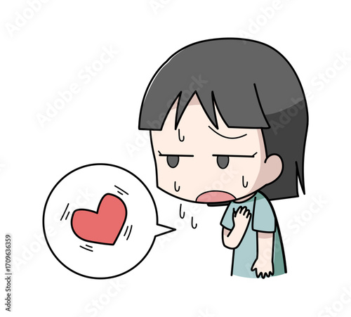 動悸がする女の子のイラスト