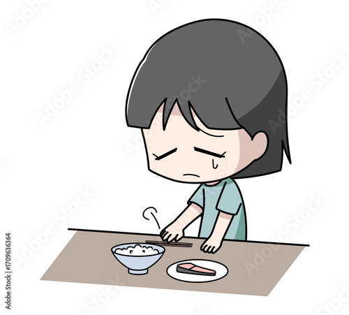 食欲がない女の子のイラスト