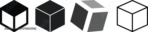 cube icon symbol with three blocks. three sugar cubes icon. cubic building icon. block chain logo icon for website design isolated on white background.3d cube icon set.Cubes icon black silhouette
