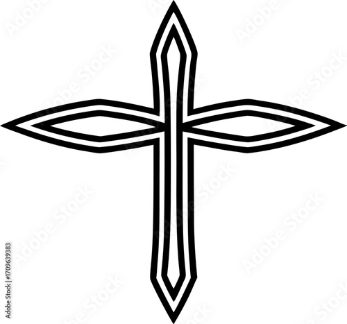 Cross Christian Line Art Vector Illustration