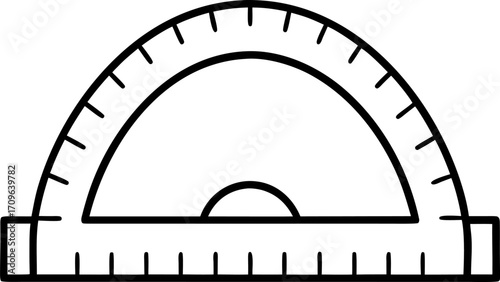Drafting Protractor Line Art Vector Illustration