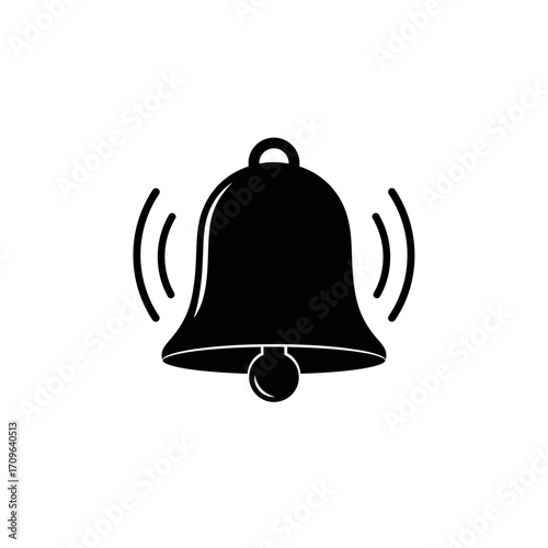 Classic bell silhouette with sound waves alert notification symbol icon graphic