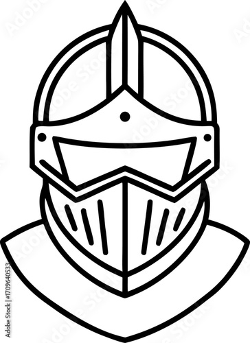 Knight Helmet Line Art Vector Illustration