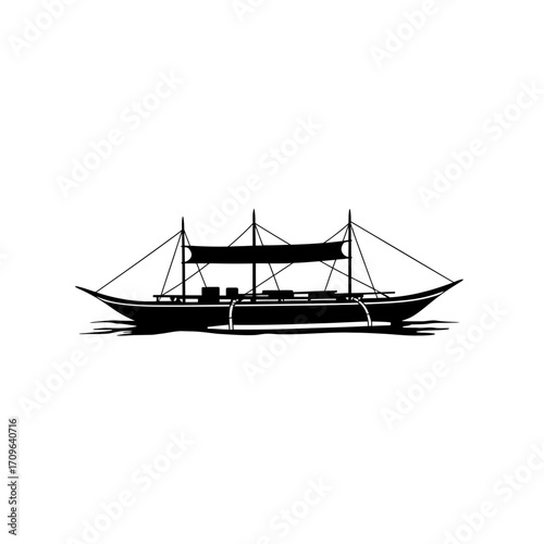 Vintage sailing ship silhouette nautical transport maritime vessel vintage cargo boat art