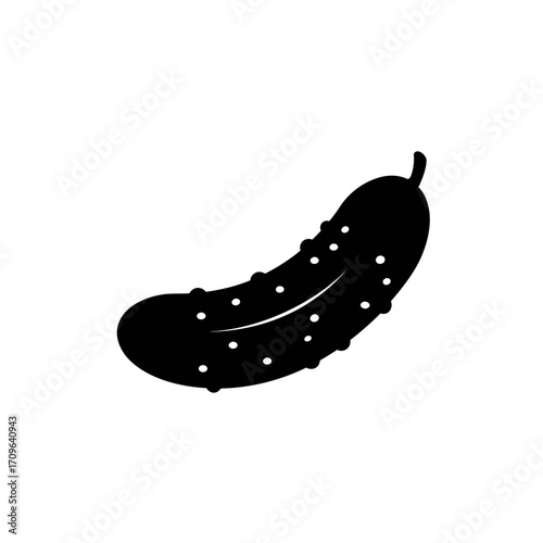 Simple silhouette of a fresh dill pickle with textured surface isolated on