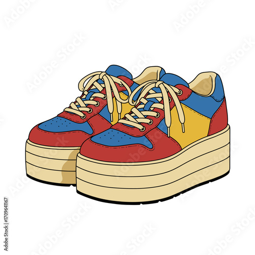 Vibrant chunky platform sneakers with color block design fashion footwear style
