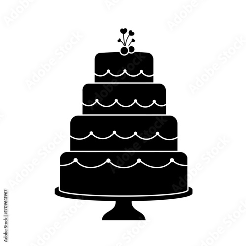Elegant tiered wedding cake silhouette for celebrations and special events