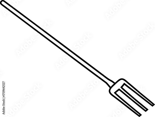 Pitchfork Line Art Vector Illustration
