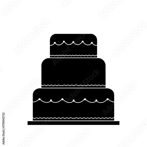 Elegant three tier black cake silhouette for celebrations and events simple and chic design