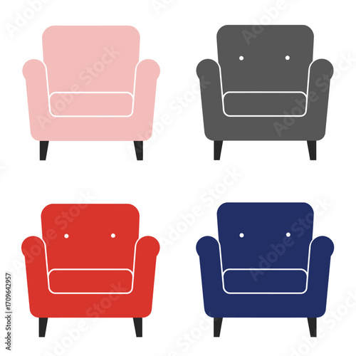 Four colorful accent chairs for modern living room design and home decor ideas