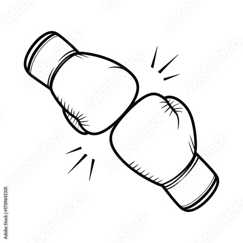 Hand drawn illustration of two boxing gloves colliding in a fight