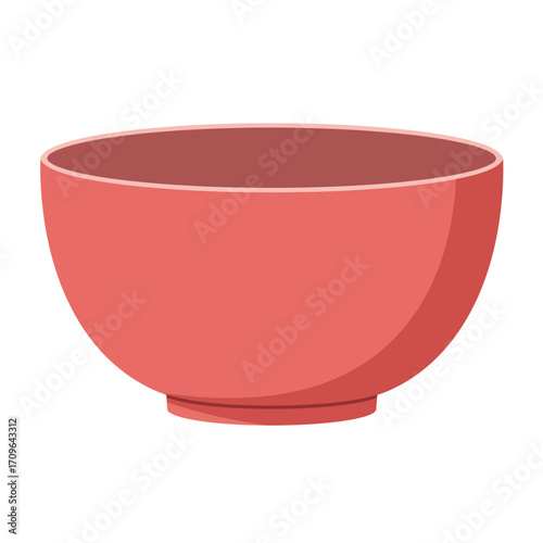Simple red bowl ceramic kitchenware food container isolated object graphic design element
