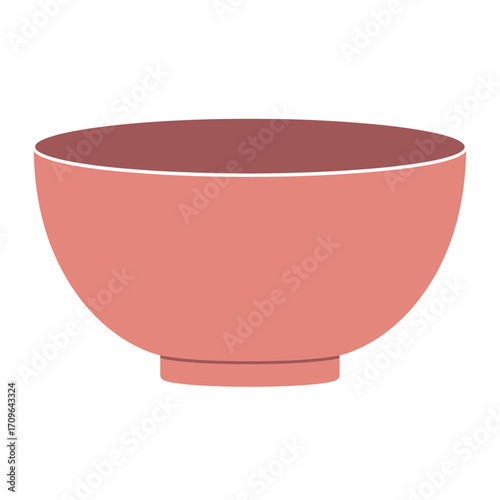 Simple salmon pink ceramic bowl with dark interior design for food and home decor