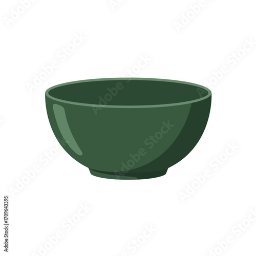 Simple modern green ceramic bowl isolated on for kitchen and dining