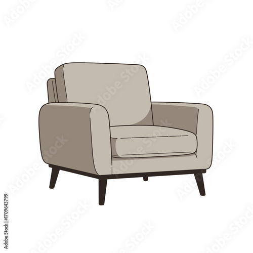Modern upholstered armchair featuring comfortable seating and sleek design perfect for living spaces