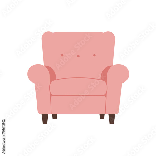 Comfortable plush pink armchair for modern living room or nursery decor accents