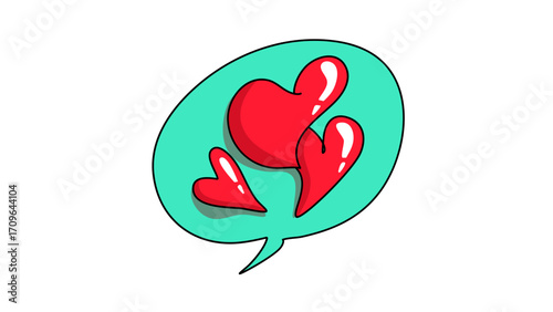 Vector illustration of a heart in a cartoon style mind