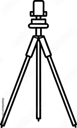 Surveyor's Tripod Line Art Vector Illustration