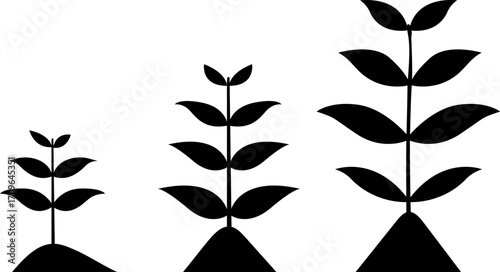 Seedling with leaves. Sprout icon. A new beginning. Silhouette of a sprout, a plant that is germinating. Growing plant silhouette vector illustration. Growing and gardening symbol